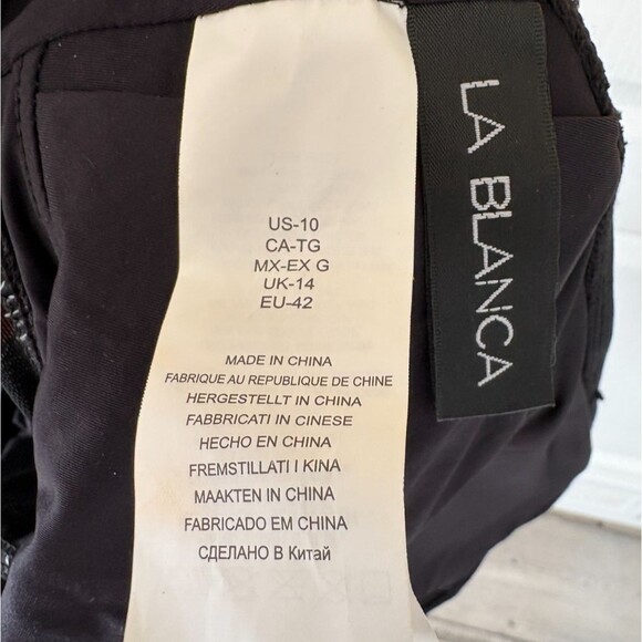 La Blanca 10 Black High Neck Mesh Inset One Piece Swimsuit Island Goddess - Picture 4 of 6